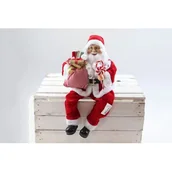 Ozdoby bożonarodzeniowe - Mikołaj siedzący z workiem i lizakami 45 cm - miniaturka - grafika 1