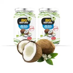 Big Nature Olej kokosowy extra virgin tłoczony na zimno zestaw 2 x 900 ml Bio - Olej spożywczy - miniaturka - grafika 1