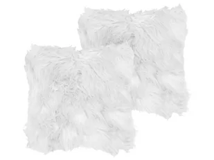 2 poduszki dekoracyjne włochacze 45 x 45 cm białe LUBHA - Poduszki dekoracyjne - miniaturka - grafika 1