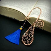 Zakładki do książek - Ozdobna zakładka do książki z lapis lazuli wire wrapping - miniaturka - grafika 1