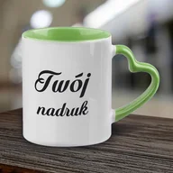 Kubki - Kubek z zielonym wnętrzem i uszkiem w kształcie serca z Twoim nadrukiem - miniaturka - grafika 1