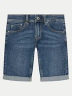 Spodenki damskie - Pepe Jeans Szorty jeansowe Slim Short Jr PB800791MR5 Niebieski Slim Fit - miniaturka - grafika 1
