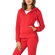 Kurtki damskie - Love Moschino Zippered Sweatshirt with Zipper Side Pockets, Adjustable Drawstring Hood And Ribbed Hem Kurtka Damska, Czerwony, 38 - miniaturka - grafika 1