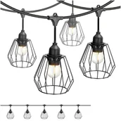 Lampy ogrodowe - ZESTAW CRETE Girlanda ogrodowa 5m + kabel 5m + 5x klosz czarny D1 - miniaturka - grafika 1