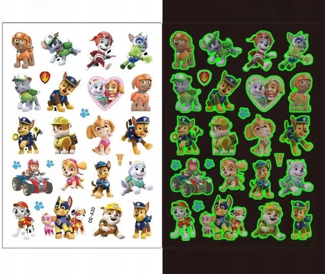 Fluorescencyjne tatuaże dla dzieci PSI PATROL 20 sztuk