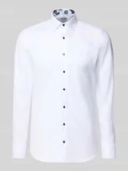 Koszule męskie - Koszula biznesowa o kroju slim fit z bawełny z kołnierzykiem typu kent - miniaturka - grafika 1