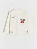 Bluzki dla chłopców - Reserved - Longsleeve Pokémon - złamana biel - miniaturka - grafika 1