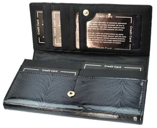 Portfel Damski Skórzany Lakierowany PATRIZIA Długi Max Z Klamrą FF-100 CIEMNY SZARY RFID 18,5 x 9 x 3 [cm] - Portfele - miniaturka - grafika 6