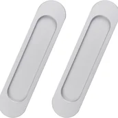 Zawiasy, okucia i inne akcesoria - Samoprzylepna owalna klamka do drzwi przesuwnych, zestaw dwóch sztuk (srebrna) - miniaturka - grafika 1