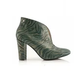 Botki damskie - Botki skórzane zebra wsuwane - zielone (4014) - miniaturka - grafika 1
