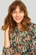 Bluzki damskie - Luźna bluzka z kolorowym nadrukiem, rękaw 3/4 - Greenpoint - miniaturka - grafika 1