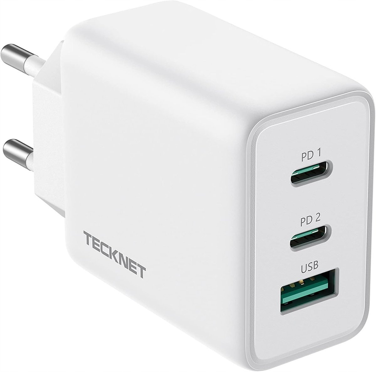 TECKNET Ładowarka USB C GaN 65W 3 Porty PD3.0 QC4.0 MacBook iPhone