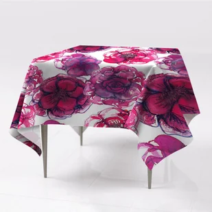 Do wnętrz obrus na stół gładki Czerwone róże wzory, Fabricsy, 150x150 cm - Obrusy i serwetki - miniaturka - grafika 1