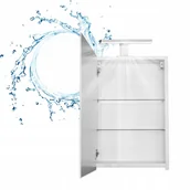 Szafki łazienkowe - Szafka Biała Łazienkowa Wisząca z Lustrem 50 x 60 cm Lampka Oświetlenie LED - miniaturka - grafika 1