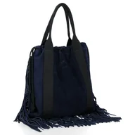 Torebki damskie - Vittoria Gotti Włoska Torebka Skórzana Shopper Bag w stylu Boho Granat - miniaturka - grafika 1