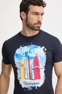 Koszulki męskie - Vilebrequin t-shirt bawełniany PORTISOL męski kolor granatowy z nadrukiem PTSAP385 - grafika 1