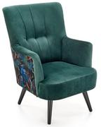 Fotele - Fotel wypoczynkowy PAGONI welurowy ciemny zielony / czarny - miniaturka - grafika 1