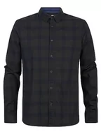 Koszulki męskie - Petrol Industries Men Shirt Long Sleeve Check Koszulka męska, Hunter Green, XL - miniaturka - grafika 1