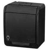 Gniazdka elektryczne - Elektro-Plast nasielsk HERMES IP44 gniazdo natynkowe pojedyncze z uziemieniem 2P+Z czarne 0321-09 0321-09 - miniaturka - grafika 1