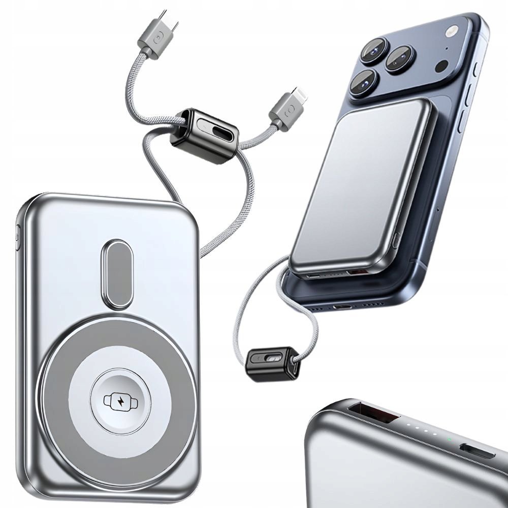 POWERBANK SZYBKIE ŁADOWANIE 10000 MAH USB LIGHTNING BEZPRZEWODOWY MOCNY QC