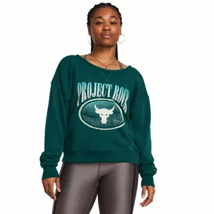 Damska bluza treningowa nierozpinana bez kaptura Under Armour Project Rock HW Terry LS Q1 - zielona - UNDER ARMOUR - Koszulki sportowe damskie - miniaturka - grafika 1