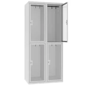 Szafki BHP - Szeroka szafa schowkowa ze skrytkami dla 4 pracowników - drzwiczki pleksi MSUS 422 - miniaturka - grafika 1
