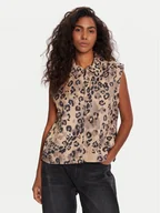 Kamizelki damskie - adidas Kamizelka Animal Print 3-Stripes JV6957 Beżowy Loose Fit - miniaturka - grafika 1