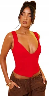 PRETTYLITTLETHING DAMSKI CZERWONY TOP 34 EGB - Koszulki i topy damskie - miniaturka - grafika 1