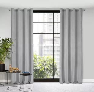 Euro Firany Zasłona Velvet Eliza 140 x 250 Przelotka Szary 1223837 - Zasłony - miniaturka - grafika 1