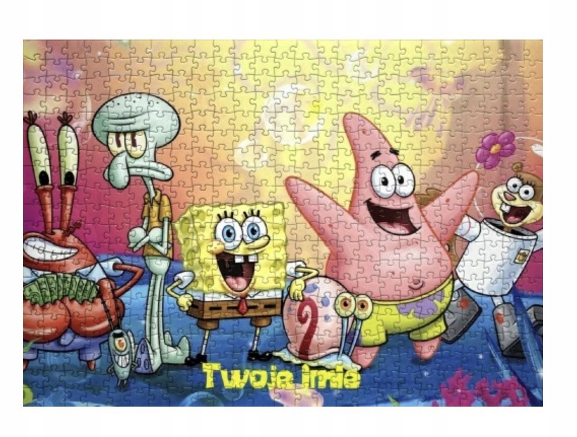 Puzzle SPONGEBOB PATRYK Prezent A3 252 el z Nadrukiem + IMIĘ 25