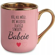 Kubki - Kubek Elegant Różowo-Złoty BABCIA <3 Na Prezent Wiele Wzorów - miniaturka - grafika 1