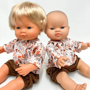 Ubranko dla lalki Miniland 38 cm Minikane 34 cm sztruksowe bloomersy i tunika jesień - Akcesoria dla lalek - miniaturka - grafika 1