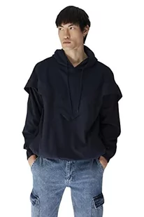 Trendyol Męska bluza z kapturem, granatowa, niebieska, męska, rozmiar XL - Bluzy męskie - miniaturka - grafika 1