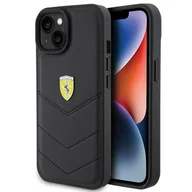 Etui i futerały do telefonów - Etui Ferrari Quilted Metal Logo na iPhone 15 - czarne - miniaturka - grafika 1