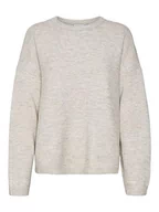 Swetry damskie - VERO MODA VMGEMMA LS Crew Neck Knit VMA NOOS damski sweter z dzianiny, szary, XXL - miniaturka - grafika 1