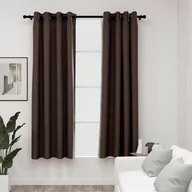 Zasłony - vidaXL Zasłony stylizowane na lniane, 2 szt., taupe, 140x175 cm - miniaturka - grafika 1