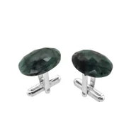 Spinki do mankietów i krawatów - Spinki do mankietów ze Szmaragdem 18x13 (S1349) Srebro [925] - miniaturka - grafika 1