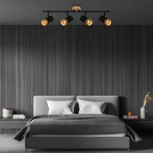 Lampy sufitowe - Briloner Reflektor sufitowy Plek GU10 czarny/drewno 4-punktowa - miniaturka - grafika 1