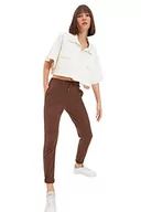 Spodnie damskie - Trendyol Damskie spodnie dresowe o normalnej talii Skinny Fit Jogger, Brązowy, 3XL - miniaturka - grafika 1