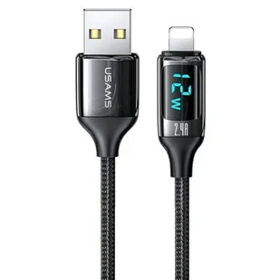USAMS Kabel pleciony U78 lightning 1.2m 2.4A Fast Charging czarny - Kable USB - miniaturka - grafika 1