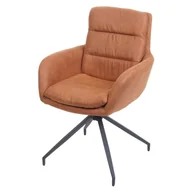 Krzesła - Krzesło do jadalni HWC-K32, krzesło kuchenne, fotel, pozycja obrotowa automatyczna, tkanina MVG ~ zamsz brązowy - miniaturka - grafika 1