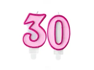 Urodziny dziecka - Świeczki cyferki różowe - 30 - trzydziestka - 2 szt. - miniaturka - grafika 1