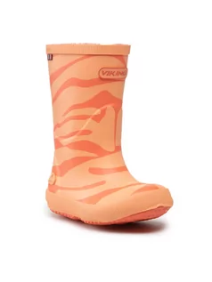 Buty dla dziewczynek - Viking Kalosze Classic Indie Zebra 1-14200-51 Pomarańczowy - grafika 1