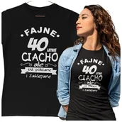 Gadżety dla niej i dla niego - KOSZULKA NA 40 URODZINY FAJNE 40 LETNIE CIACHO ALE JUZ POLIZANE I ZAKLEPANE - miniaturka - grafika 1