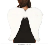 Dodatki do strojów karnawałowych - Skrzydła Białe Anioła Z Piór Duże Do Przebrania - miniaturka - grafika 1