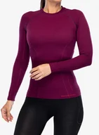 Bluzy sportowe damskie - Bluza termoaktywna damska Brubeck Active Wool L/S Shirt - plum - miniaturka - grafika 1