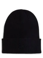 Czapki damskie - Calvin Klein Czapka damska z zawartością kaszmiru Kobiety Bawełna czarny jednolity, ONE SIZE - miniaturka - grafika 1