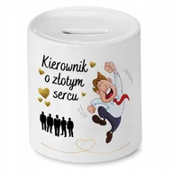 Skarbonki - SKARBONKA DLA KIEROWNIKA KIEROWNIK O ZŁOTYM SERCU z Nadrukiem ze Zdjęciem z + Opakowanie na prezent (wzór 01) - miniaturka - grafika 1