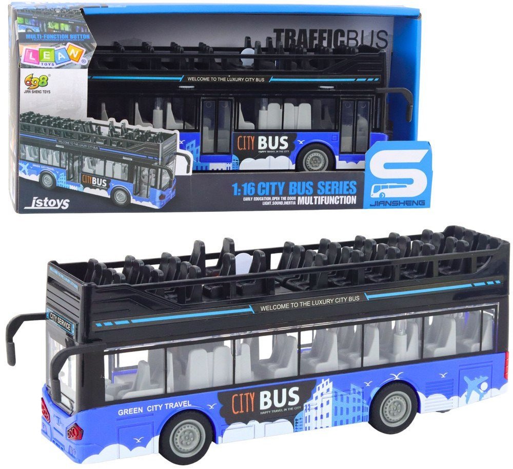 Autobus Miejski Piętrowy 1:16 Napęd Światła Dźwięki Niebieski