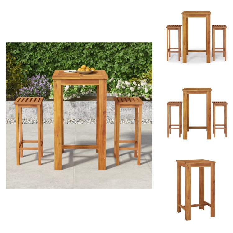 vidaXL 3-częściowy ogrodowy zestaw barowy z litego drewna akacjowego - Zestawy mebli ogrodowych
